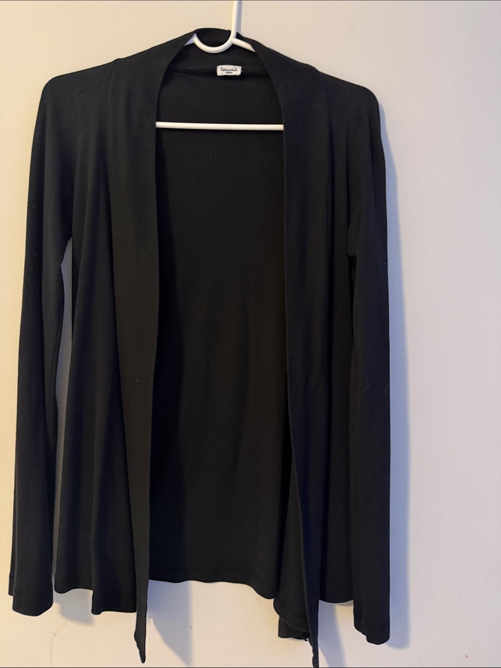 Splendid Black Open-Front Draped Cardigan Jacket